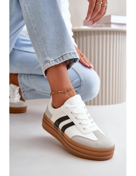 Women's Platform Sneakers White-Grey Nesonice