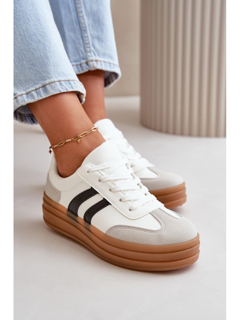 Women's Platform Sneakers White-Grey Nesonice