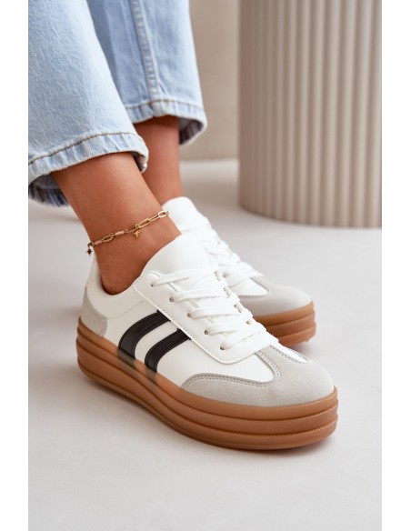Women's Platform Sneakers White-Grey Nesonice