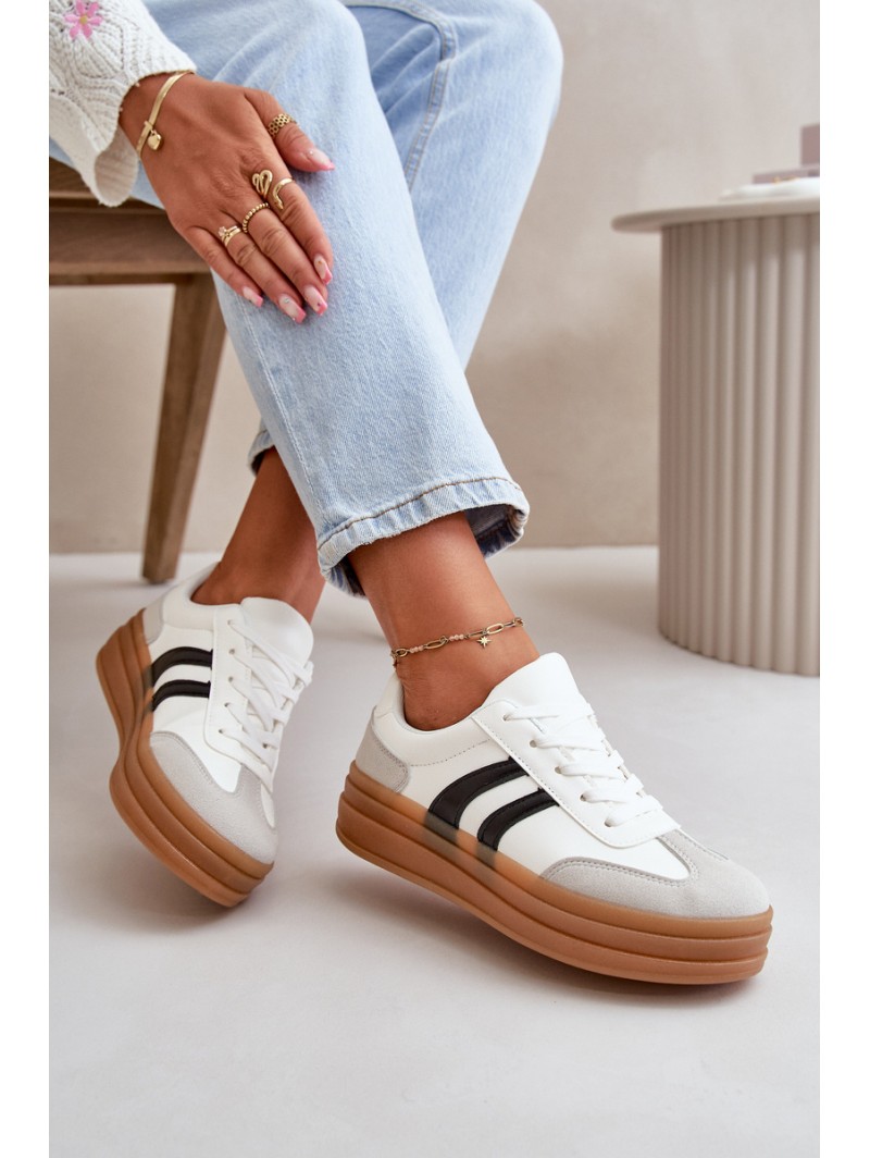 Women's Platform Sneakers White-Grey Nesonice
