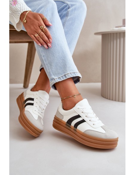 Women's Platform Sneakers White-Grey Nesonice