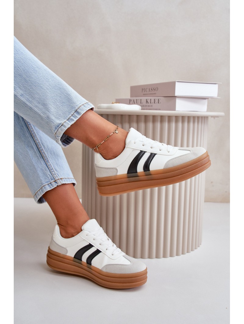Women's Platform Sneakers White-Grey Nesonice