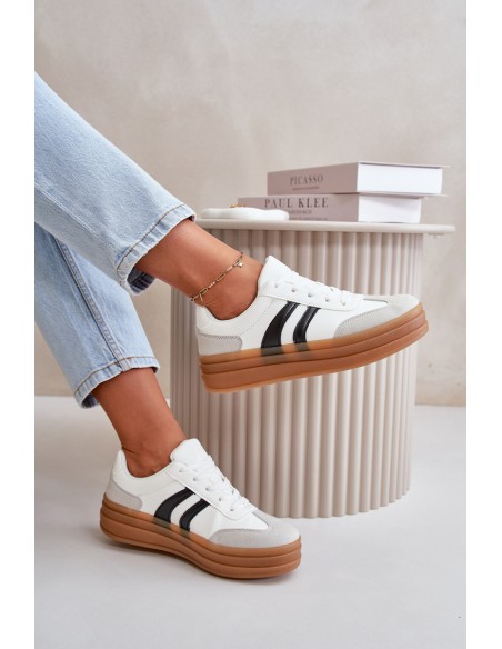 Women's Platform Sneakers White-Grey Nesonice