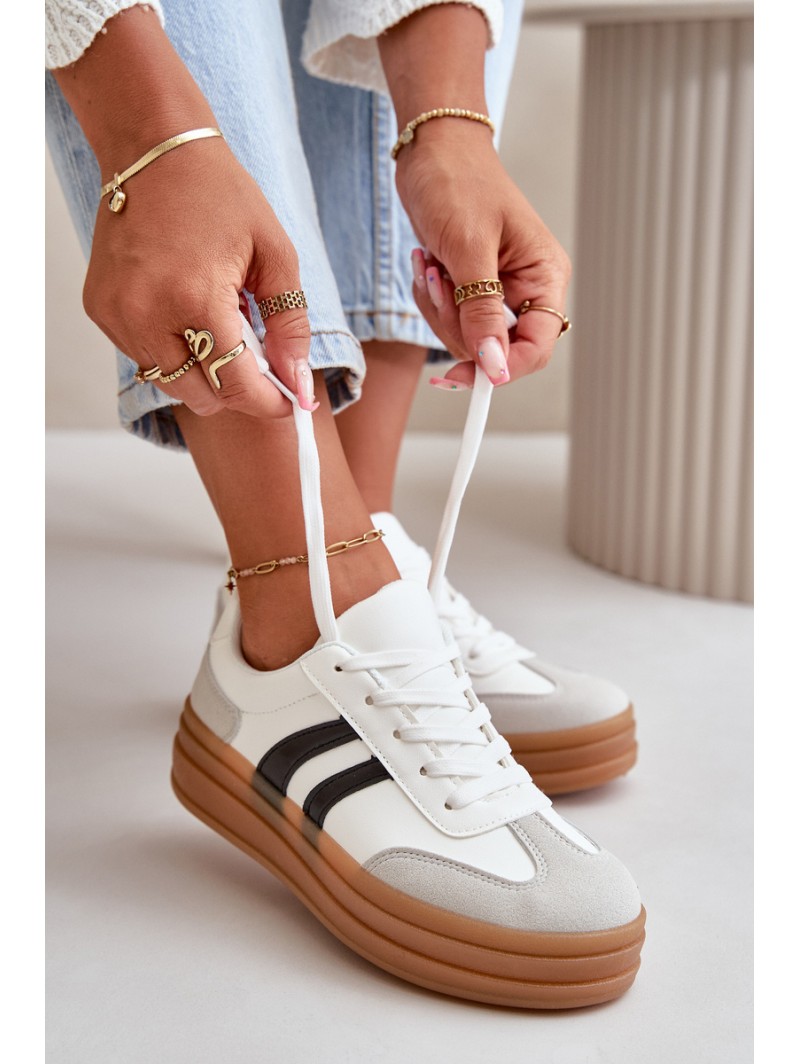 Women's Platform Sneakers White-Grey Nesonice