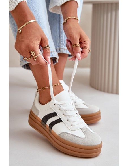 Women's Platform Sneakers White-Grey Nesonice