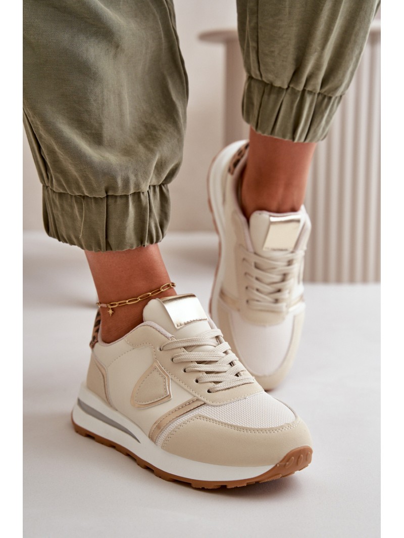 Women's Sneakers Made Of Eco Leather Beige Velaniela