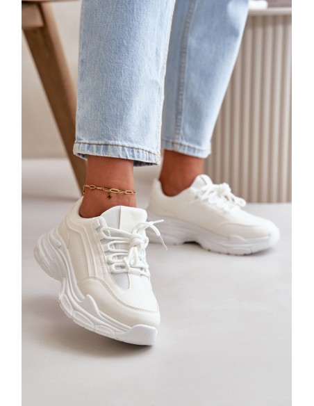 Sneakers Women Sport Shoes Thick Sole White Lerila
