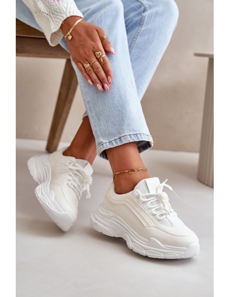 Sneakers Women Sport Shoes Thick Sole White Lerila
