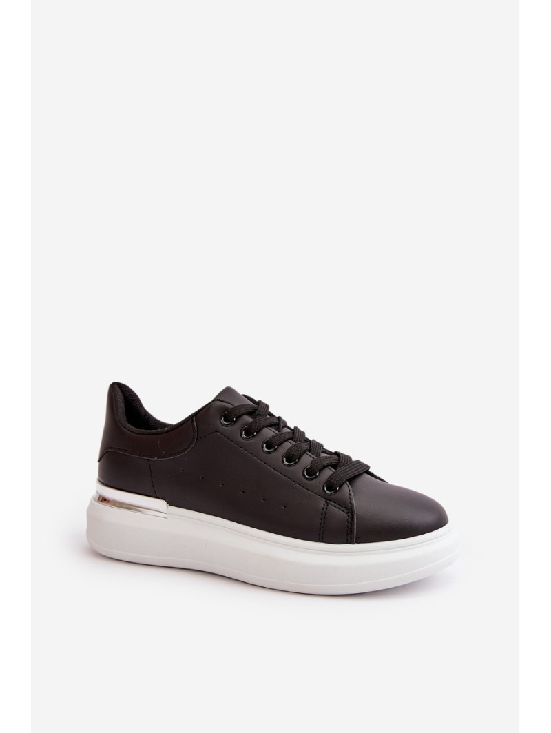 Low Women's Sneakers On Platform Made Of Eco Leather Black Nevelena