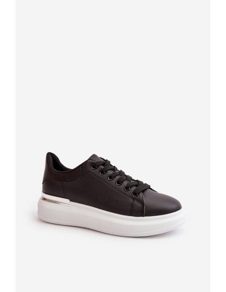 Low Women's Sneakers On Platform Made Of Eco Leather Black Nevelena