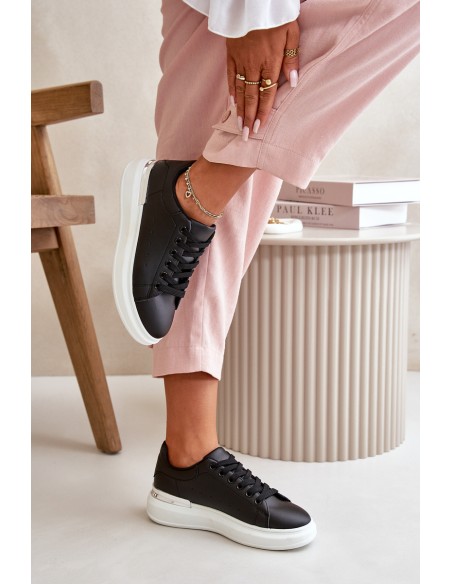 Low Women's Sneakers On Platform Made Of Eco Leather Black Nevelena