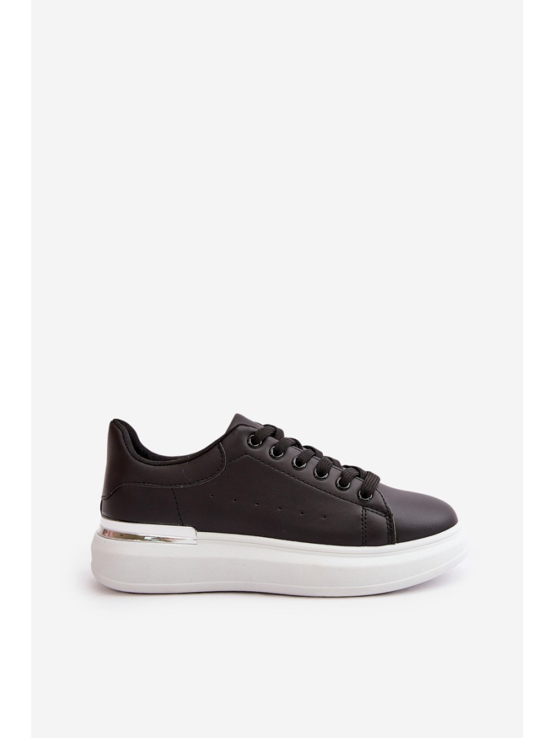 Low Women's Sneakers On Platform Made Of Eco Leather Black Nevelena