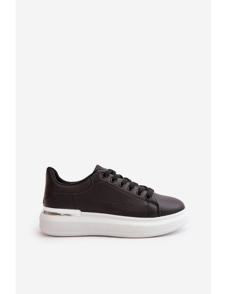 Low Women's Sneakers On Platform Made Of Eco Leather Black Nevelena