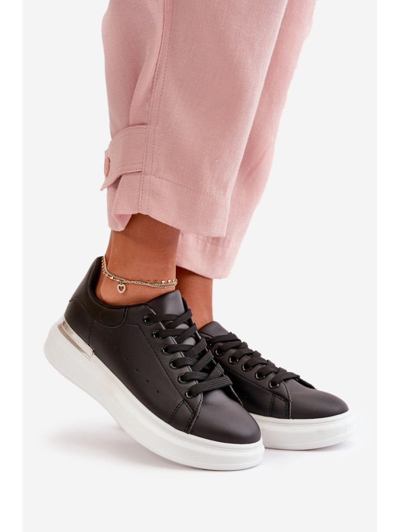 Low Women's Sneakers On Platform Made Of Eco Leather Black Nevelena