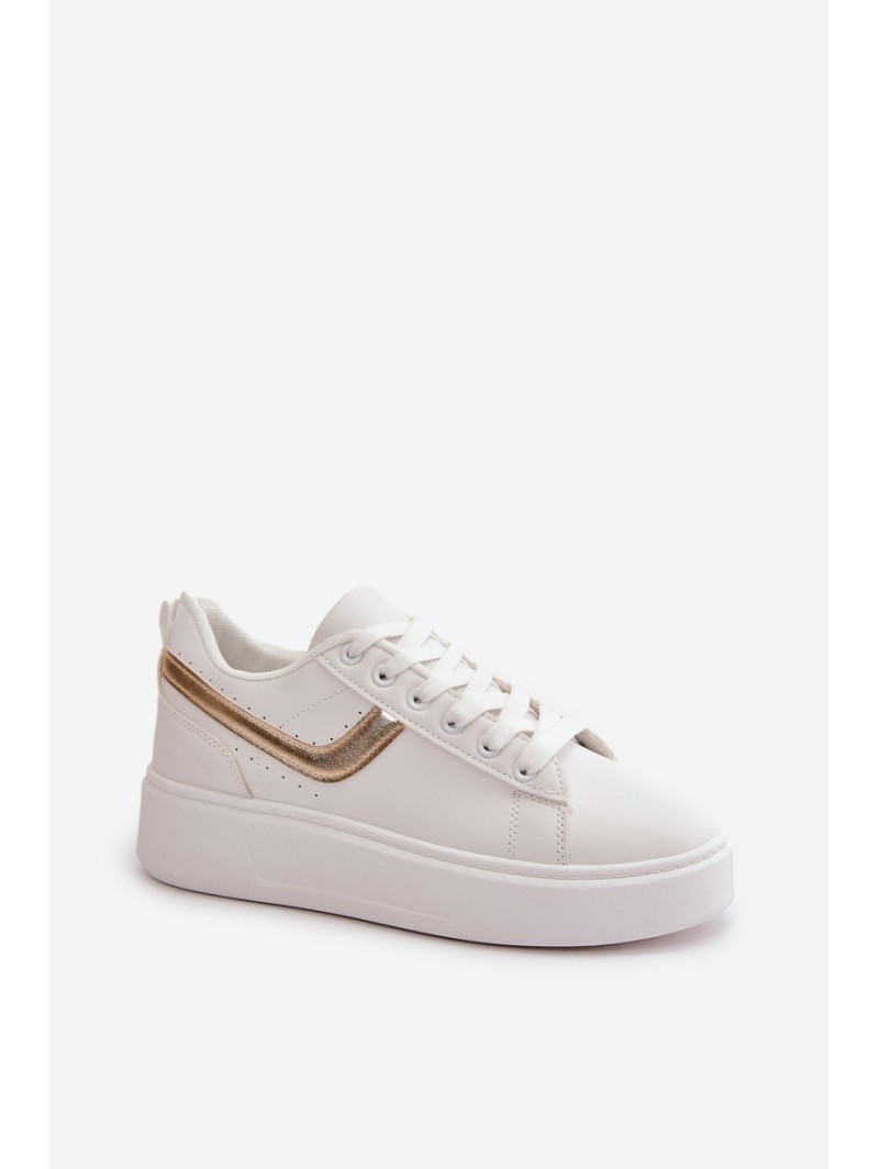 Women's Sneakers On Platform Made Of Eco Leather White-Gold Brennessa