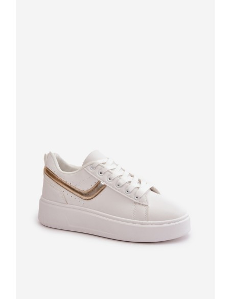 Women's Sneakers On Platform Made Of Eco Leather White-Gold Brennessa