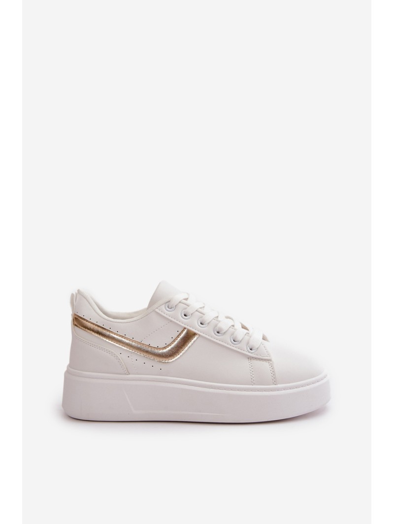 Women's Sneakers On Platform Made Of Eco Leather White-Gold Brennessa