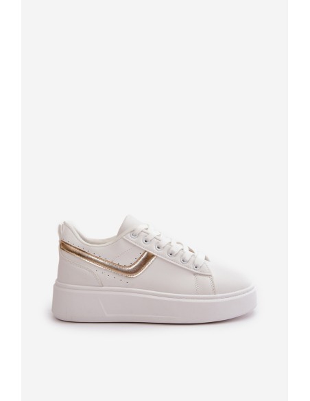 Women's Sneakers On Platform Made Of Eco Leather White-Gold Brennessa