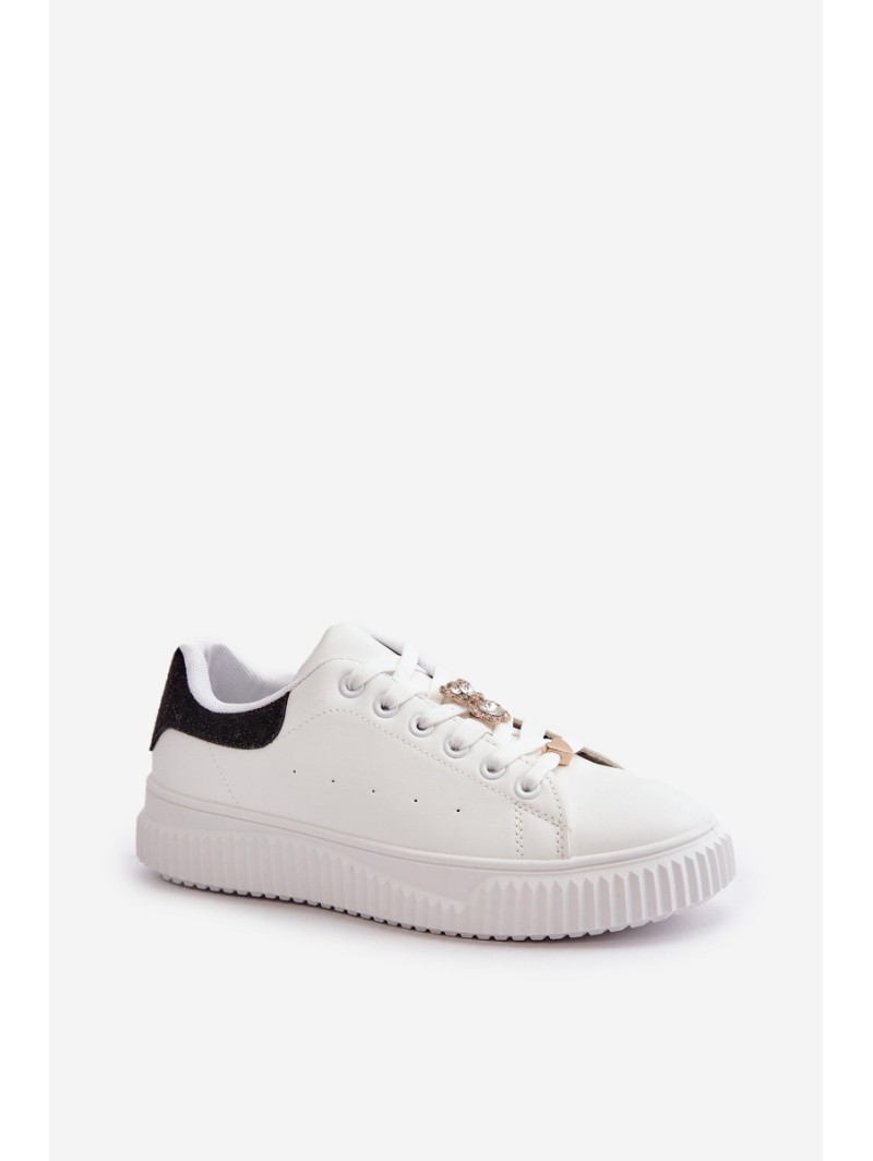 Low Sneakers Made Of Eco Leather With Charms Black-White Cillione
