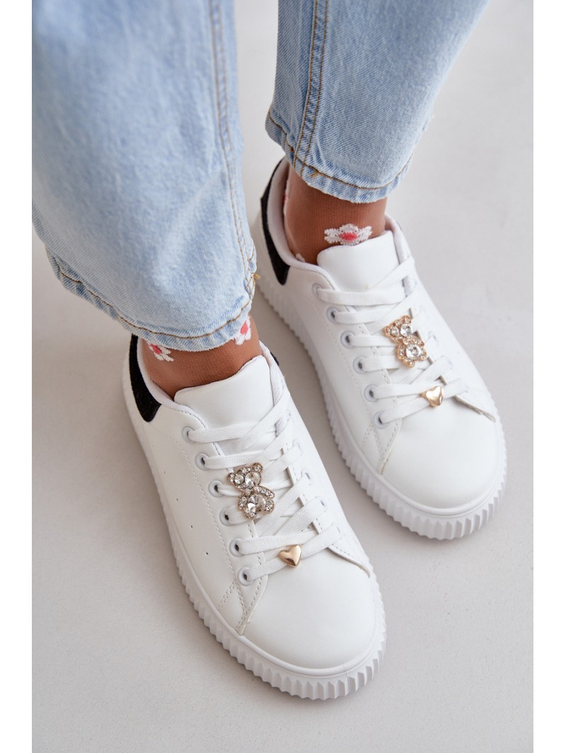 Low Sneakers Made Of Eco Leather With Charms Black-White Cillione