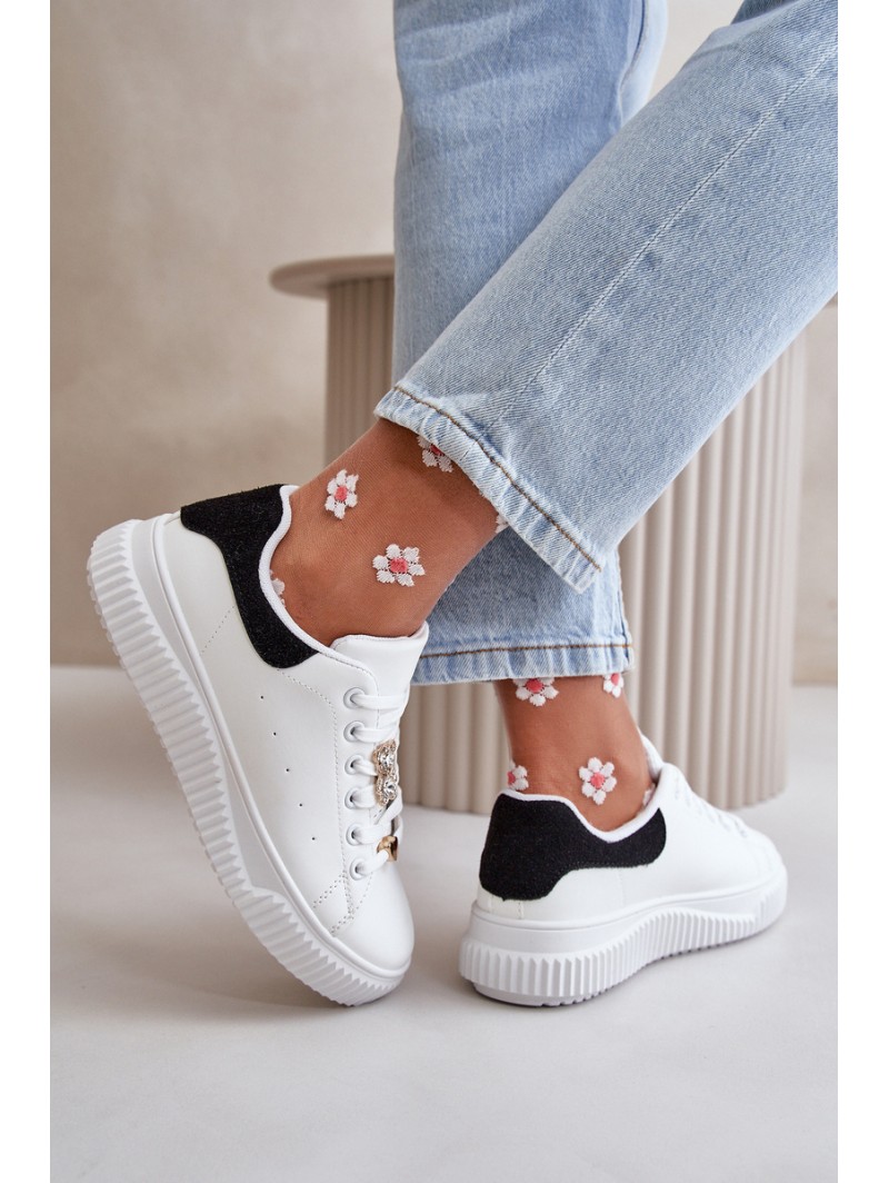 Low Sneakers Made Of Eco Leather With Charms Black-White Cillione