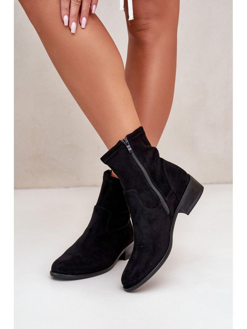 Women's Ankle Boots with Flat Heel and Zip Beige Loratie