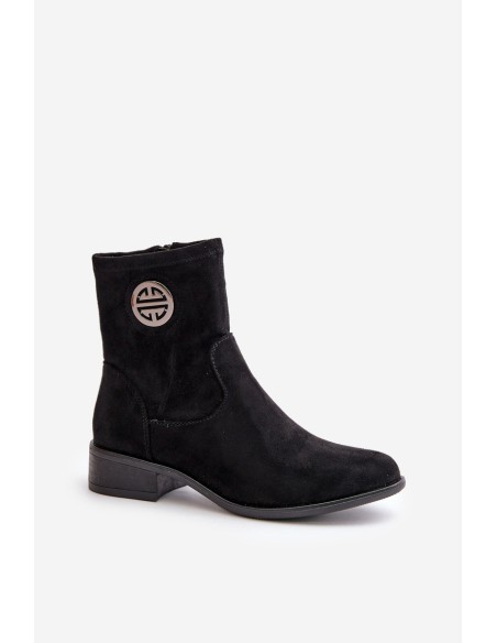 Women's Ankle Boots with Flat Heel and Zip Beige Loratie