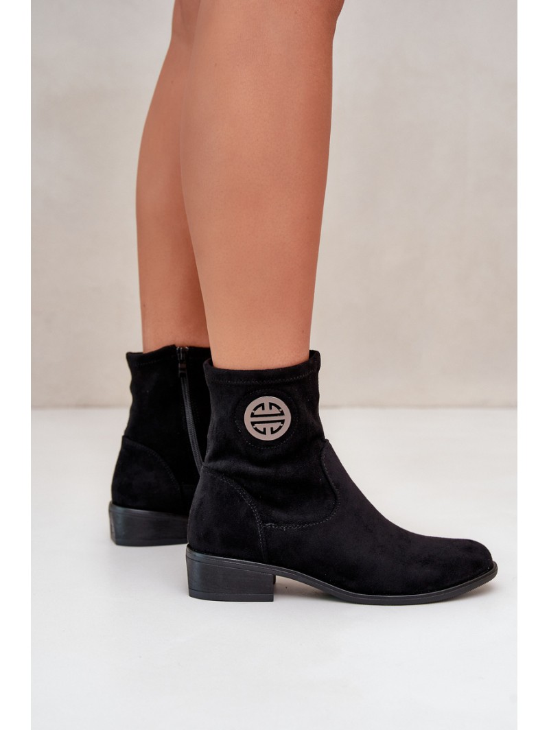 Women's Ankle Boots with Flat Heel and Zip Beige Loratie