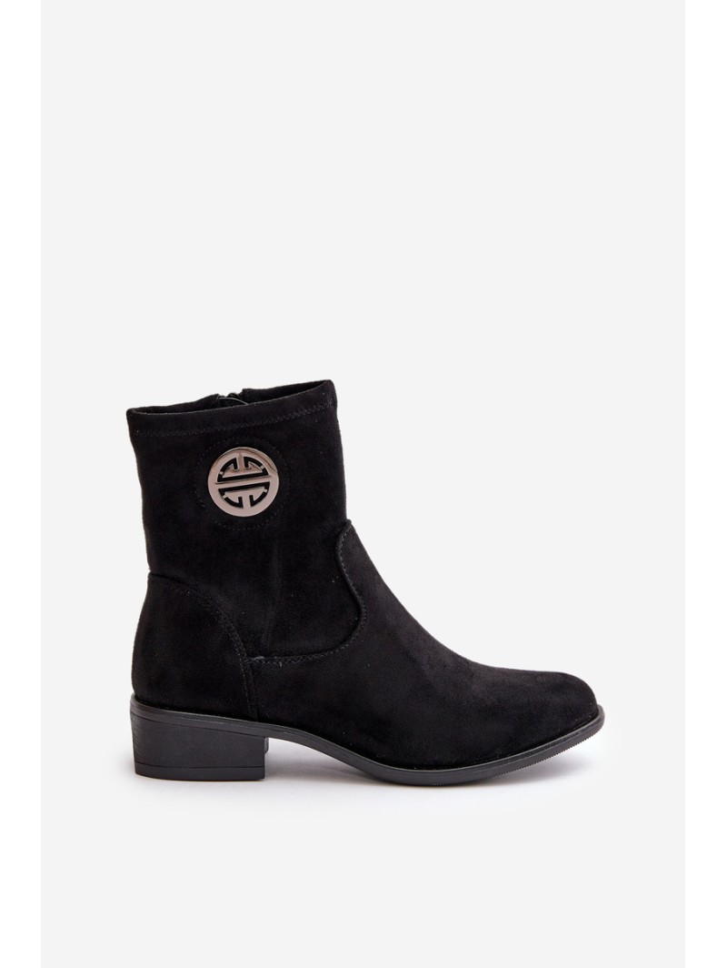 Women's Ankle Boots with Flat Heel and Zip Beige Loratie