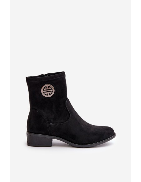 Women's Ankle Boots with Flat Heel and Zip Beige Loratie