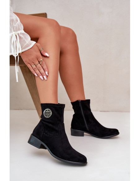 Women's Ankle Boots with Flat Heel and Zip Beige Loratie