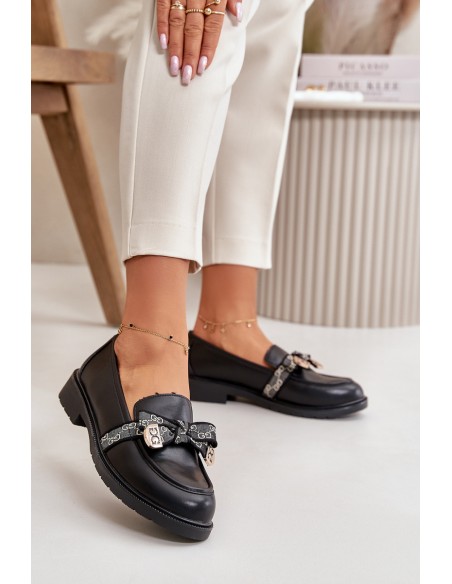 Women's Moccasins With Bow S.Barski HY42-331 Black