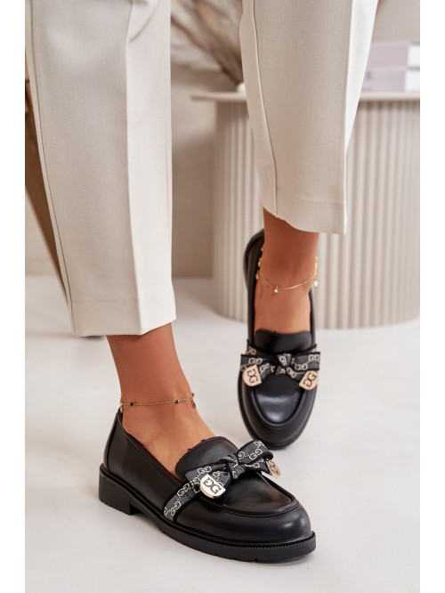 Women's Moccasins With Bow S.Barski HY42-331 Black 2
