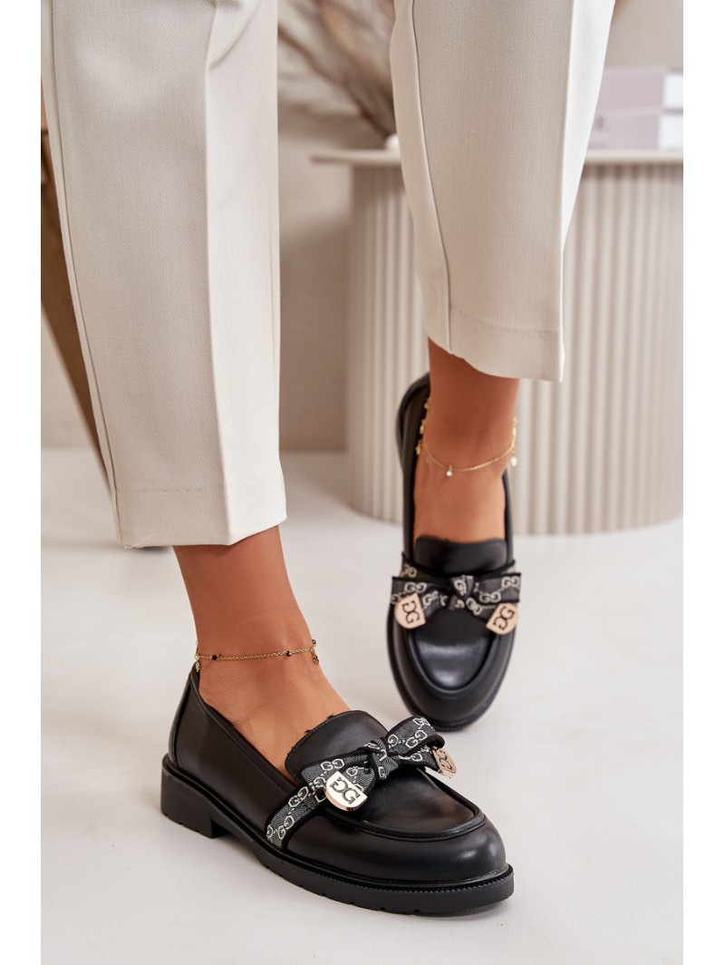 Women's Moccasins With Bow S.Barski HY42-331 Black