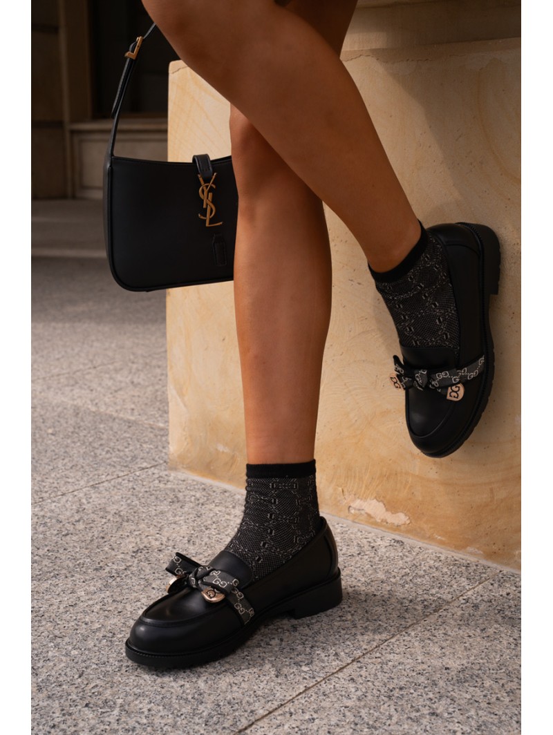 Women's Moccasins With Bow S.Barski HY42-331 Black
