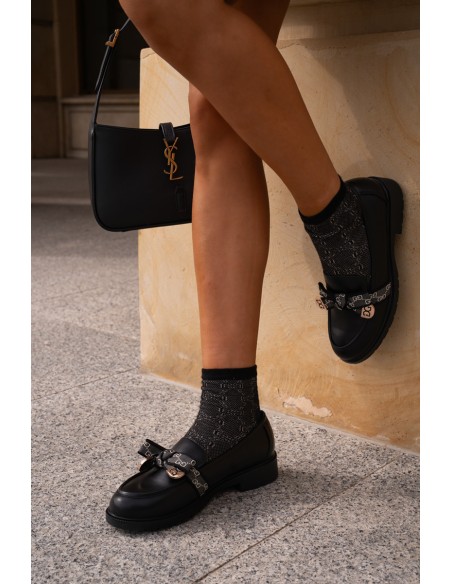 Women's Moccasins With Bow S.Barski HY42-331 Black