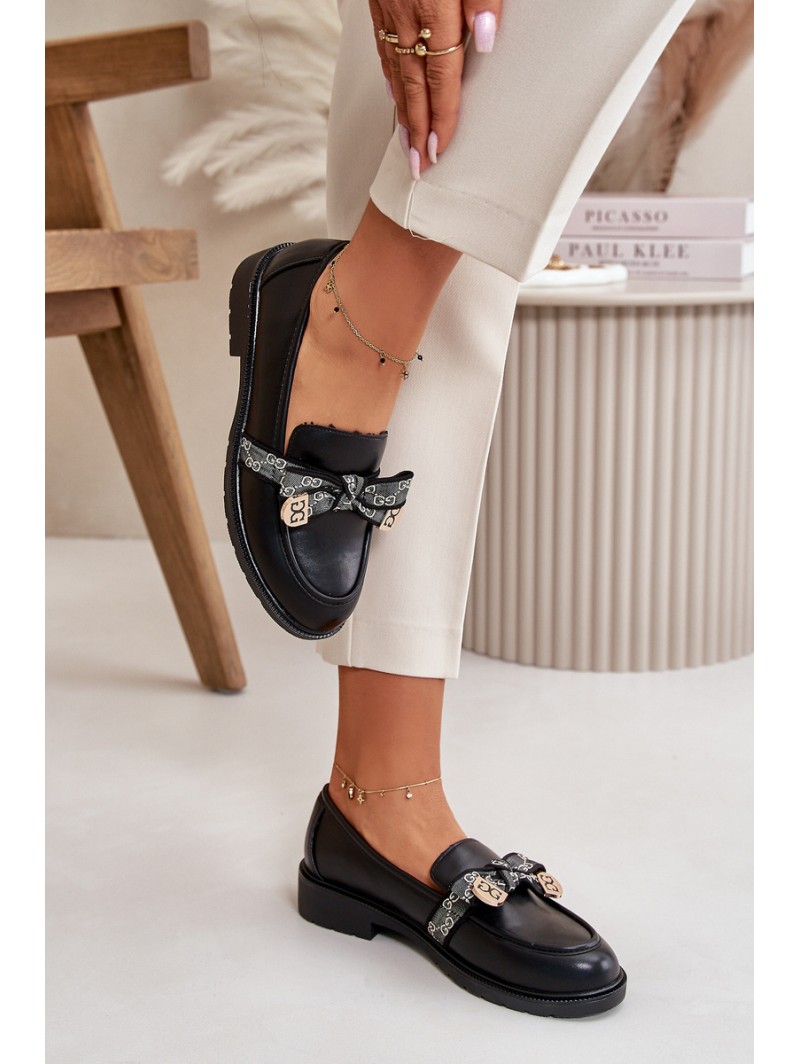 Women's Moccasins With Bow S.Barski HY42-331 Black