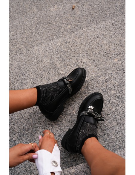 Women's Moccasins With Bow S.Barski HY42-331 Black