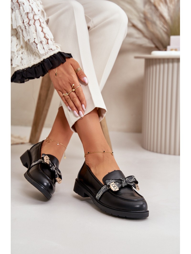 Women's Moccasins With Bow S.Barski HY42-331 Black