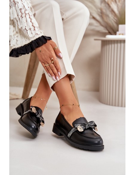 Women's Moccasins With Bow S.Barski HY42-331 Black