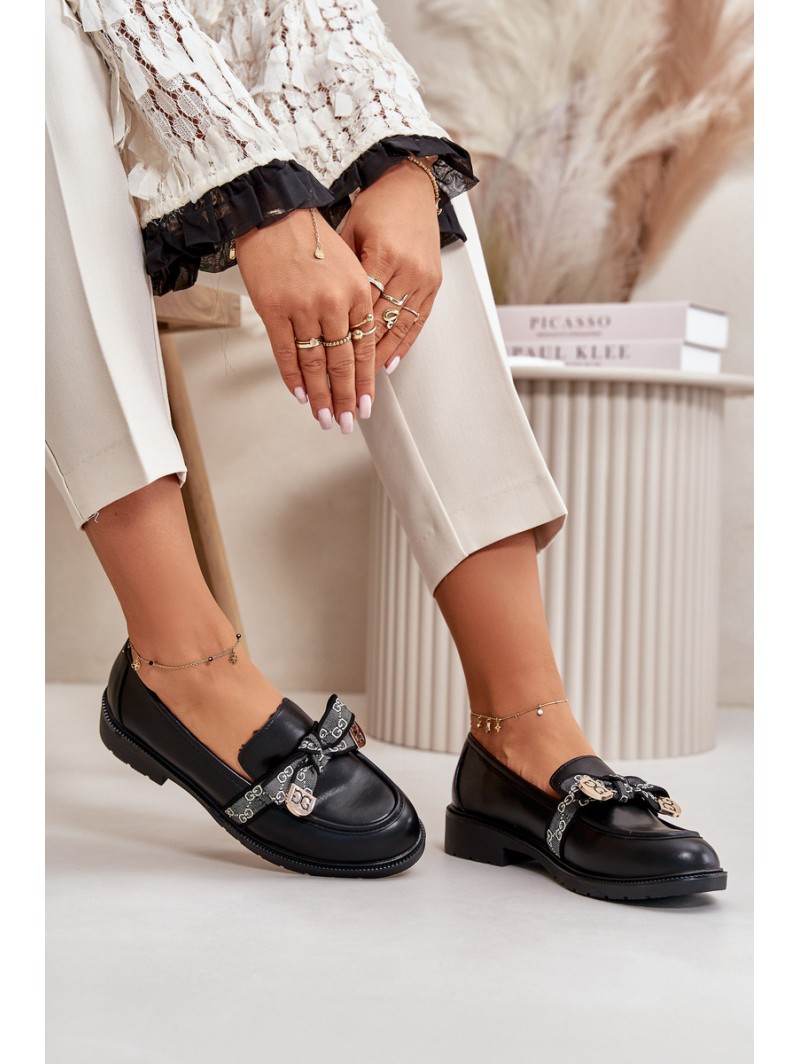 Women's Moccasins With Bow S.Barski HY42-331 Black