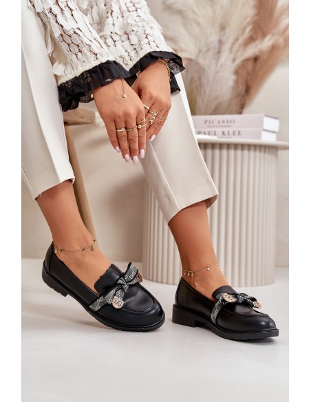 Women's Moccasins With Bow S.Barski HY42-331 Black