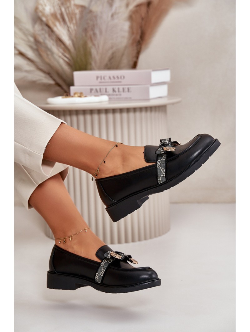 Women's Moccasins With Bow S.Barski HY42-331 Black