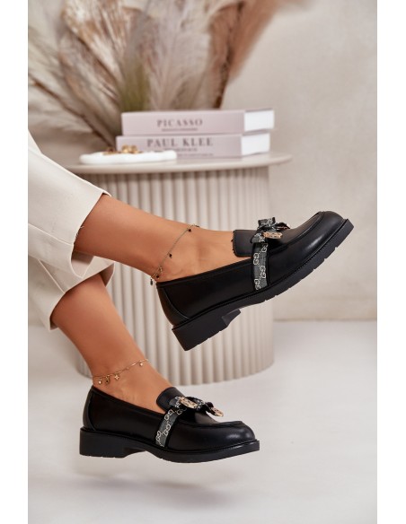 Women's Moccasins With Bow S.Barski HY42-331 Black