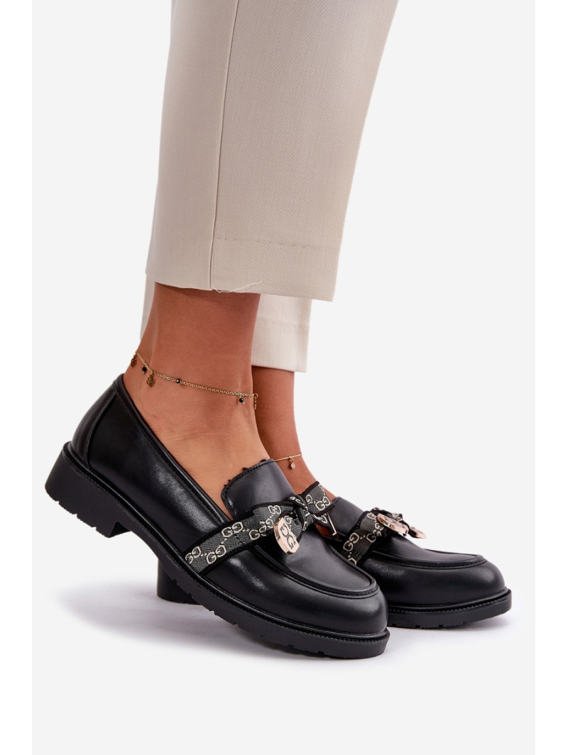 Women's Moccasins With Bow S.Barski HY42-331 Black