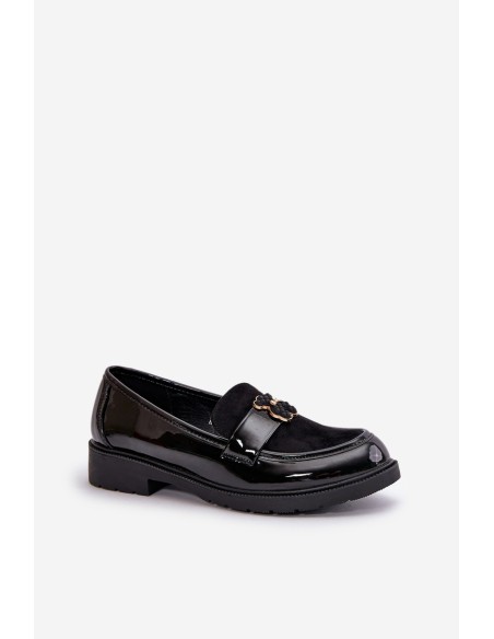 Lacquered Women's Moccasins With Bear Black S.Barski HY42-339A