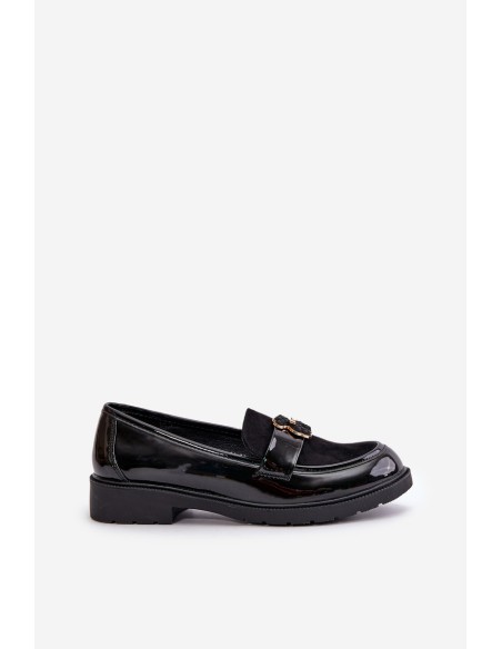 Lacquered Women's Moccasins With Bear Black S.Barski HY42-339A