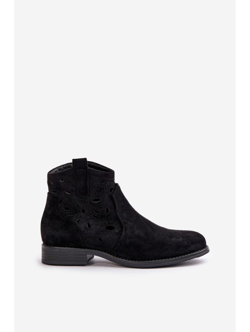 Ladies Cut-Out Ankle Boots With Zipper Black S.Barski HY42-081