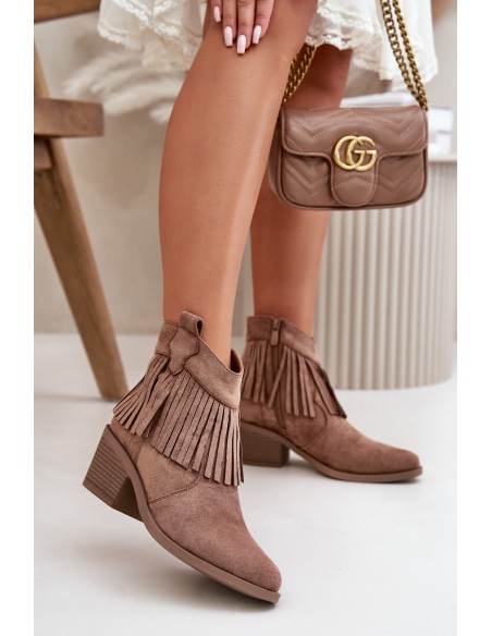 Women's Cowboy Boots With Zip Eco Suede Brown S.Barski HY42-127