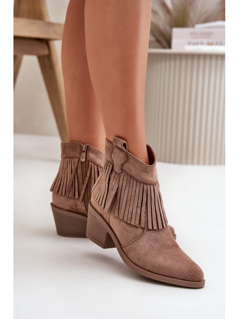 Women's Cowboy Boots With Zip Eco Suede Brown S.Barski HY42-127